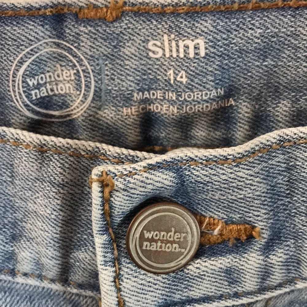 WONDER NATION—SLIM—Boys’ Light Wash Blue Denim Jeans Adjustable Waistband—14Slim - Picture 5 of 17